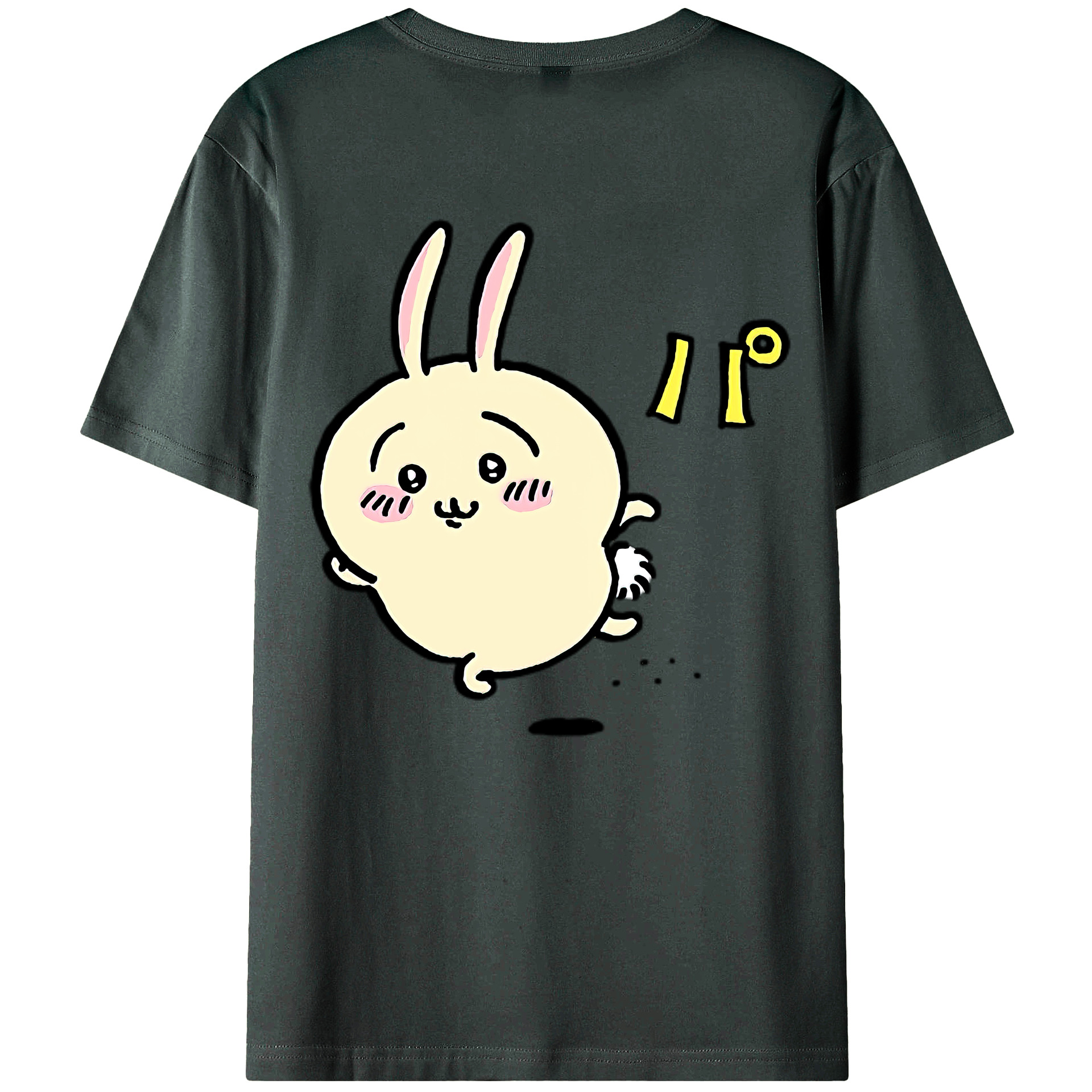 （画像用） ちいかわ うさぎ Chii-kawa usagi 綿100％ メンズ半袖Tシャツ（バックプリント） 通気性
